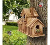 TEMU Casa de Pájaros de Madera Rústica para Exteriores, de Pájaros de Madera para Jardín