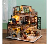 TEMU Casa en Estilo Europeo , Villa en Miniatura a para Ensamblar, de de Construcción, Regalo de Navidad, Regalo de , Regalo de San Valentín - (No Pegamento/Baterías/ de / Antipolvo)