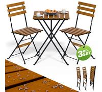 TEMU CASARIA® Set Muebles de 3 Pzs Mesa 2 Sillas Jardín Plegables Completo Metal Madera Acacia