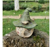 TEMU Caseta de Jardín con Techo de - Comedero y para Aves en Resina Duradera, Decoración Resistente al para Árboles que Pájaros, Sin Necesidad de Electricidad