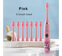 TEMU Cepillo de dientes eléctrico de dibujos animados con cerdas suaves, 8 cabezales de cepillo, diseñado para niños de 3 a 14 años para el cuidado dental