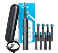 TEMU Cepillo de dientes eléctrico giratorio para adultos Orinatola, IPX7, 8 cabezales de cepillo, estuche de viaje, 3 y un temporizador inteligente de para el cuidado, carga rápida USB