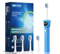 TEMU Cepillo de dientes sónico eléctrico para niños, 6 y 4 cabezales | Tecnología , recargable, cerdas suaves, diseñado para edades 3-12
