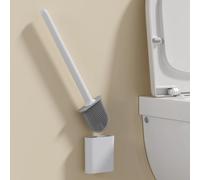 TEMU Cepillo de Inodoro Flexible con Mango Largo, Herramienta de Limpieza Profunda Sin Ángulos Muertos para Montaje en Pared, Accesorio Rápido Secado y Higiénico para Baño, Kit Duradero