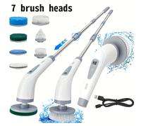 TEMU Cepillo Eléctrico Giratorio para Limpieza de Baño, Cepillo Inalámbrico con IPX6 Impermeable y 2 Velocidades, 7 Cabezales, Accesorios de Limpieza para Ducha, Tina, Azulejos del Hogar e Inodoro -