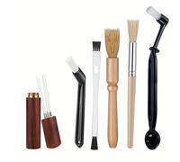 TEMU Cepillo limpiador para molinillos de café, kit césped con mango madera y natural. espátula e aguja mezcladora inoxidable en varios estilos