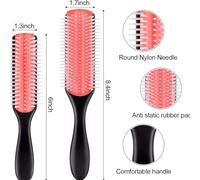 TEMU Cepillo rizador de estilo con 9 filas, cerdas negras para desenredar y dar forma, adecuado para hombres como para mujeres, utilizable en cabello húmedo o , rizador de viaje para cabello .