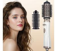 TEMU Cepillo Secador de Pelo con Aire Caliente y Rotatorio con 2 Cepillos Intercambiables | Tecnología Iónica para Alisar, Secar y | 3 Niveles de y Rotación de 360° | Alimentación Eléctrica, 230V