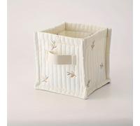 TEMU Cesta de Almacenamiento Cuadrada Blanca con Asa, Ideal para Pañales, Ropa y Juguetes - Organizador Portátil de Nylon con Diseño de de Cinta, Regalo para Mamás y Niños