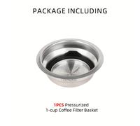 TEMU Cesta de Filtro de Espresso de Acero Inoxidable de Fácil Limpieza, Presurizada para 1-Taza/2-Tazas, Compatible con Modelos Delonghi, 5.1cm, Recipiente de Filtro Recargable para