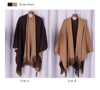 TEMU Chal bufanda de otoño e invierno, moda casual, , versátil, de tela decorativa, cara, dos colores, con abertura