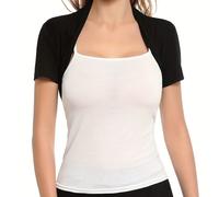 TEMU Chaleco corto de manga corta para mujer, con cuello abierto y estilo bolero.