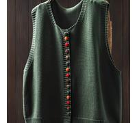 TEMU Chaleco de botones colorido para mujer, ropa de otoño, artístico y casual, Niannian