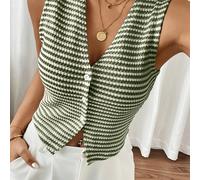 TEMU Chaleco de Mujer a Rayas con Ajuste