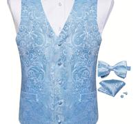 TEMU Chaleco de Traje Inteligente Retro para Hombre con Cuello en V y Un Solo Botón | de Paisley, Tela No Elástica, Detalles de Botones, Para Todas , Marca