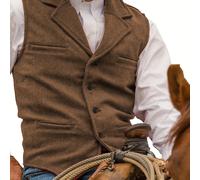 TEMU Chaleco de Tweed para Hombres, de Lana, Espiga Vintage, Estilo Vaquero , Formal para Novio, , de Boda, , Traje, Casual para Caza, Pesca, , Tallas S, M, L, XL, XXL, XXXL