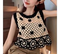 TEMU Chaleco Jacquard Rose para mujer, Top floral de ganchillo sin