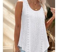 TEMU Chaleco para Mujer sin con Bordado de Ojales - Top Casual Transpirable y Holgado con Cuello , Lavable a Máquina para Playa y casual