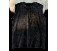 TEMU Chaleco Sin Vintage para Hombre - Camiseta , Ropa Hip-Hop, Ideal para Looks Casuales y Conciertos, Lavable a Máquina, Moda Unisex, Diseño Duradero, Para