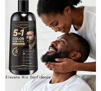 TEMU Champú Tinte para Barba Negro 5 en 1, Cubre Rápida la y el Cabello , Coloración Rápida y Duradera, de Tinte para Barba Más Conveniente, Tinte para Barba de Larga Duración, para Tinte