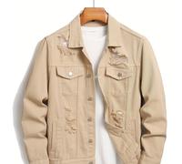 TEMU Chaqueta Beige para Hombre - Blazer Formal y Casual de Corte , Lavable a Máquina para Oficina o Salidas , Ajuste Versátil, con Costuras de Calidad y Resistente