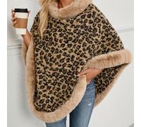 TEMU Chaqueta Capa de Parches con Estampado de Leopardo y Peluche de Lujo para Otoño/Invierno Europeo y Americano