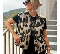 TEMU Chaqueta con cremallera para mujer, elegante, de moda, con estampado de leopardo, para otoño e invierno, ropa de abrigo, ropa de invierno