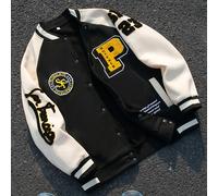 TEMU Chaqueta de Béisbol de Otoño e Invierno para Hombre, Estilo Casual con Bordado de y , Chaqueta de Patchwork