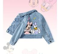 TEMU Chaqueta de mezclilla para niñas de Disney Minnie Mouse - Diseño de rosa y , ropa exterior casual para /otoño para edades de 1 a 8 años, chaqueta, diseño , tejido no elástico