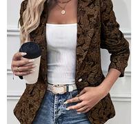 TEMU Chaqueta de Mujer - del Oficio a , Chaqueta con Cierre de Botones y Silueta H, Abrigo Formal y Casual en Marrón para /Otoño, Ropa Transicional para , Diseño con