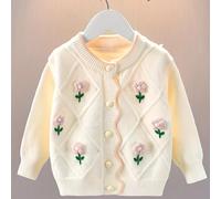 TEMU Chaqueta de Punto Floral para Niñas, Nueva Ropa de Abrigo /Otoño, Estilo Coreano, Cárdigan Tejido para Bebé