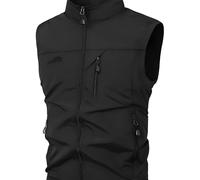 TEMU Chaqueta sin para hombre de color sólido con múltiples bolsillos con cremallera, chaleco casual de cuello con cremallera, ideal para actividades al aire libre en y otoño, un regalo para