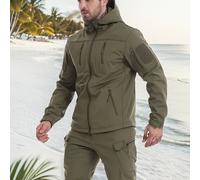 TEMU Chaqueta Táctica Esdy para Hombre, Diseño Casual, Color Liso, Material No Elástico, Cierre de Cremallera, Ropa de Abrigo de Otoño/Invierno, Abrigo Polar Softshell y para Caza, Largo