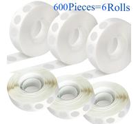 TEMU Cinta de montaje multiusos removible - Puntos adhesivos de silicona de cara - 6 rollos/600 piezas - Plástico duradero - para uso diario en , manualidades y decoraciones de