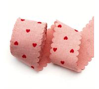 TEMU Cinta de volante con diseño de de amor de terciopelo, para hacer decoraciones navideñas y coronas, disponible en rollos de