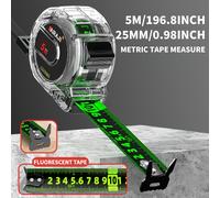 TEMU Cinta Métrica de Acero Fluorescente Autoblocante, Regla Redonda, Regla de Precisión Resistente al y Anticaída, Herramientas de Carpintería, Instrumentos de Medición Manual