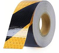 TEMU Cinta reflectante de visibilidad - Material de PVC, de rayas diagonales negras y amarillas, ideal para vehículos y equipo, 5cm x 25m, marcas de seguridad | visual | Adhesivo duradero