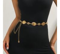 TEMU Cinturón Ajustable Vintage Bohemio para Mujer - Diseño de Colgante Circular en Capas, Joyería Diaria y Festiva, Regalo Accesorio Todo el año Para Ella, Complementos Brillantes, Estilo Casual