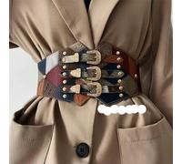 TEMU Cinturón ancho de cintura para mujer - Elástico, ajustable, con detalles de remaches, ideal para vestidos, camisas y ropa exterior - Accesorio retro elegante para ocasiones informales o formales