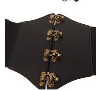 TEMU Cinturón ancho estilo boho banda elástica y detalles de remaches - Cinturón corsé ajustable para vestidos, fiestas y festivales, no lavable, - Negro