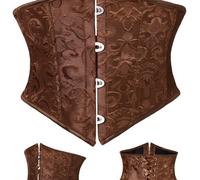 TEMU Cinturón corsé de jacquard estilo corte francés vintage, cierre frontal de garra con varillas - Faja moldeadora para mujer con estampado floral y diseño de cordones traseros