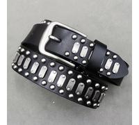 TEMU Cinturón de Cuero Estilo Punk para Hombre con Remaches de Metal Pesado y Hebilla Cuadrada de Aleación - Accesorio de Moda para Jeans