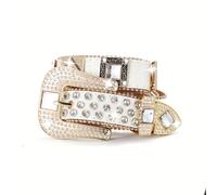 TEMU Cinturón de cuero estilo Y2K con hebilla dorada - Cinturón de cadera ancha de moda para hombres y mujeres, con los últimos accesorios de rhinestones oversize.