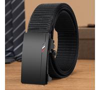 TEMU Cinturón de Lona de Moda para Hombre con Hebilla Automática - Versátil para Exteriores y Jeans, Negro