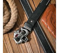 TEMU Cinturón estilo vaquero adecuado para hombres, mujeres y adolescentes, con un diseño vintage casual y clavos estampados de PU