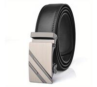 TEMU Cinturones Cinturón de hombre de cuero correa delgada de piel de vaca para jeans negro hebillas elásticas para traje marca de lujo reversible de , elección ideal para regalos