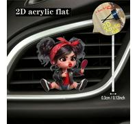 TEMU Clip Aromático para Ventilación de Auto, 1 Pieza, Chica con Lápiz Labial, Decorativo Acrílico, Difusor de , Accesorio de Moda para Interior de Auto, 2D