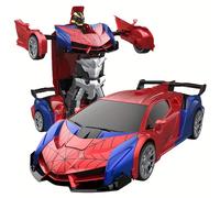 TEMU Coche de Juguete RC Transformable con Batería Recargable, Coche de Control Remoto 2.4GHz con Botón Único para Transformación, Juguetes Robóticos de Rotación Rápida 360° - Regalos de