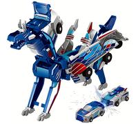 TEMU Coche Transformable de Dinosaurio, Coches Magnéticos que se Cambian en Dinosaurs, Juguete Divertido - Regalo para y Navidad (Dorado Azul), Diseño , Material Seguro y Construcción Resistente