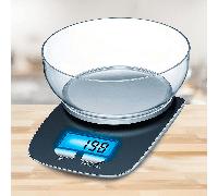 TEMU Cocina con Bol con Capacidad de 1100ml, Carga de 5Kg, Pantalla LED Retroiluminada, Graduación de 1gr, Unidades de Medida: Kg, Gr, Oz y Lb, Funciona con 2 Pilas AAA, 20.8 x 18,3 cm